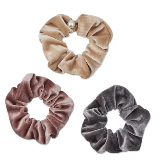 Savvy Value Velvet Scrunchies with Pearl Charm 3pk